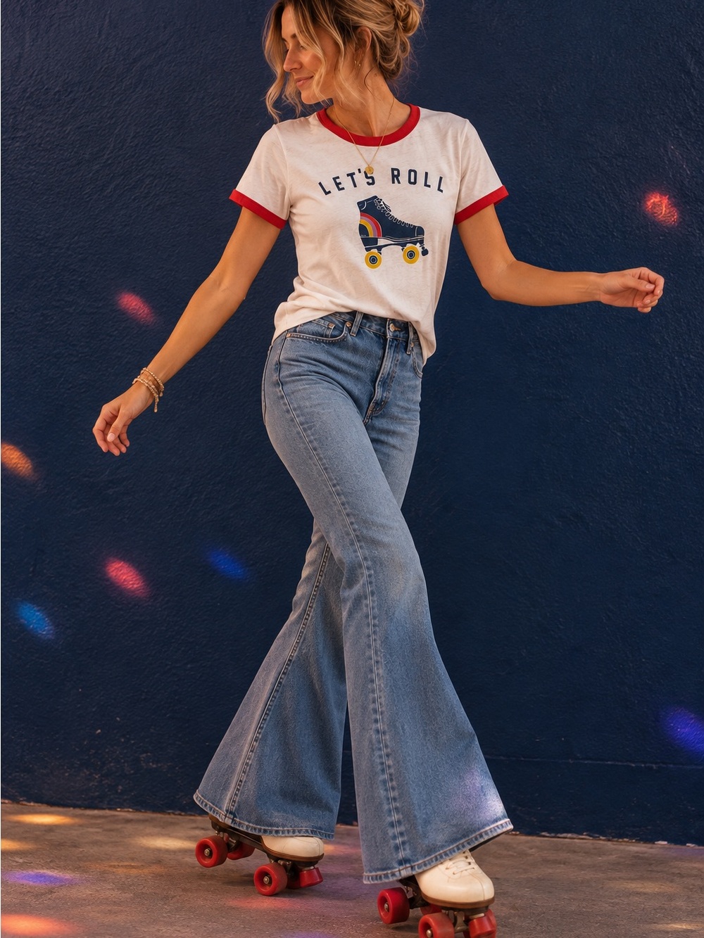 🦋 3/$20 Old Navy Let’s Roll Roller Skate Ringer Tee Medium